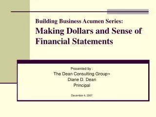 Building Business Acumen Series: Making Dollars and Sense of Financial Statements