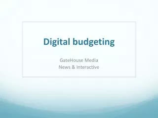 Digital budgeting