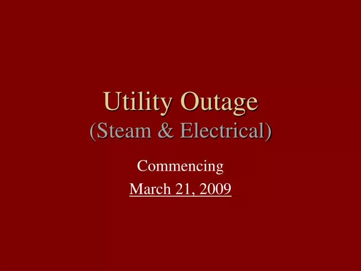 utility outage steam electrical