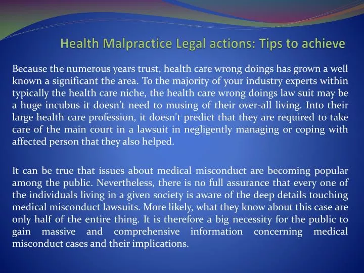 health malpractice legal actions tips to achieve