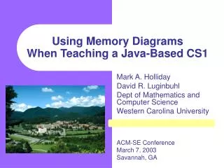 Using Memory Diagrams When Teaching a Java-Based CS1