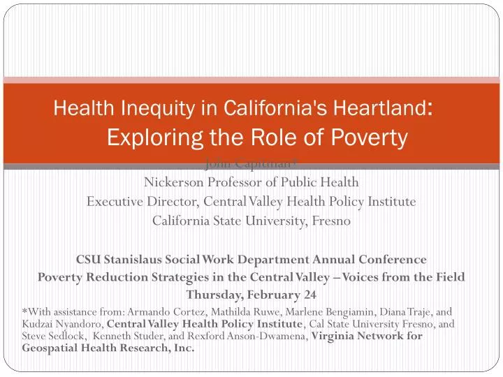health inequity in california s heartland exploring the role of poverty