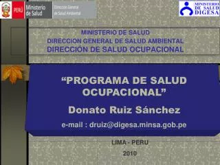 MINISTERIO DE SALUD DIRECCION GENERAL DE SALUD AMBIENTAL DIRECCIÓN DE SALUD OCUPACIONAL
