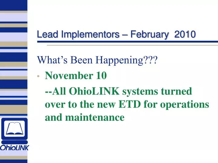 lead implementors february 2010