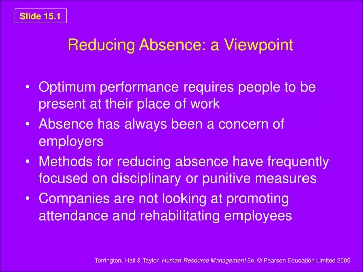 reducing absence a viewpoint