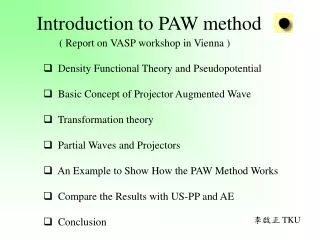Introduction to PAW method