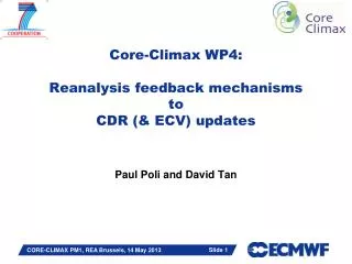 Core-Climax WP4 : Reanalysis feedback mechanisms to CDR (&amp; ECV) updates