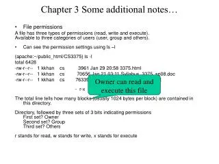 Chapter 3 Some additional notes…