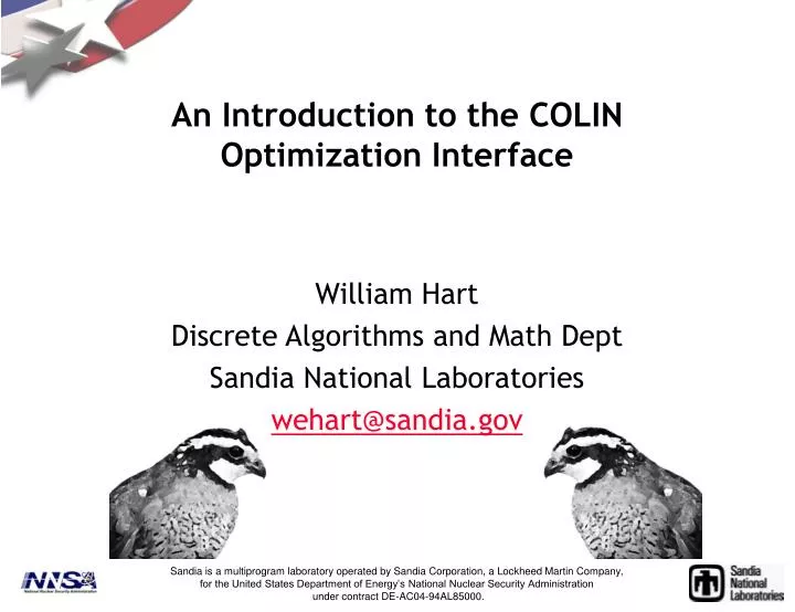 an introduction to the colin optimization interface