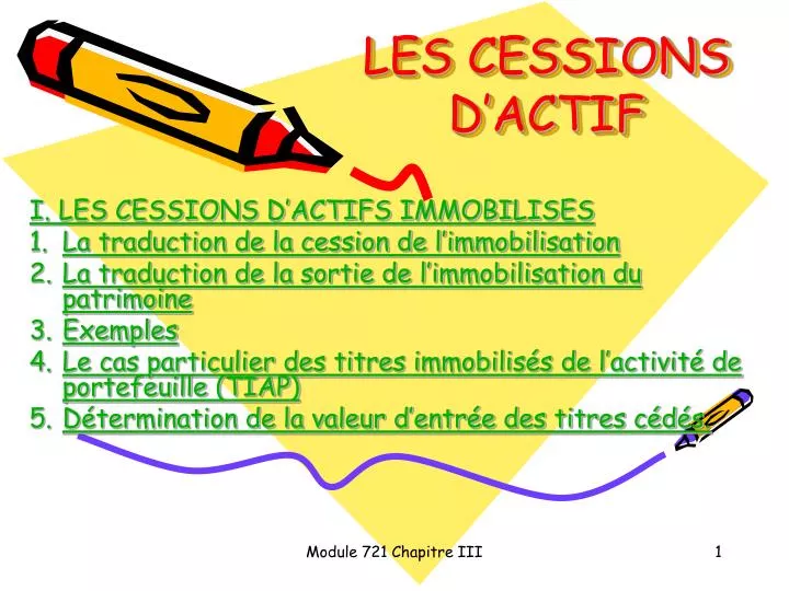 les cessions d actif