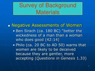 Survey of Background Materials