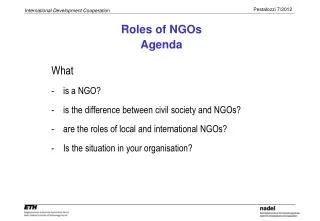 NGOs as independant actor in developing cooperation