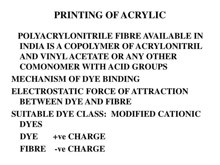 printing of acrylic