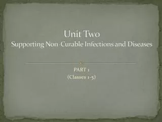 Unit Two Supporting Non-Curable Infections and Diseases