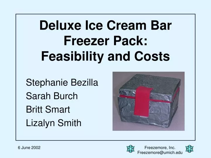 deluxe ice cream bar freezer pack feasibility and costs