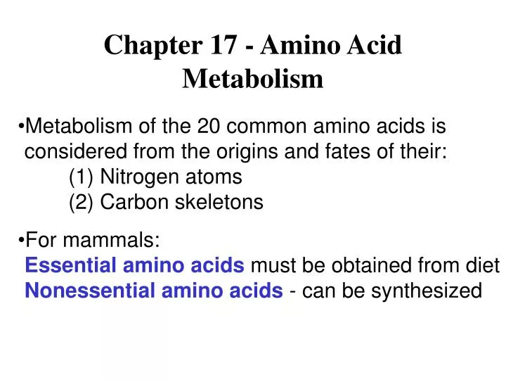 chapter 17 amino acid metabolism