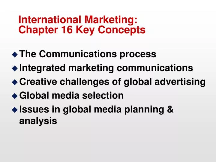 international marketing chapter 16 key concepts