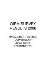 Management Science Department Survey Results 2006: Key Features & Priorities Analysis - slide 1