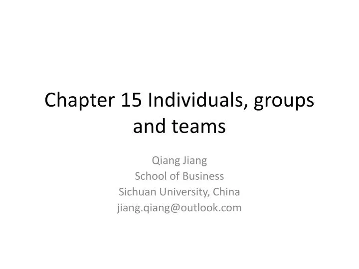 chapter 15 individuals groups and teams