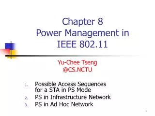 Chapter 8 Power Management in IEEE 802.11
