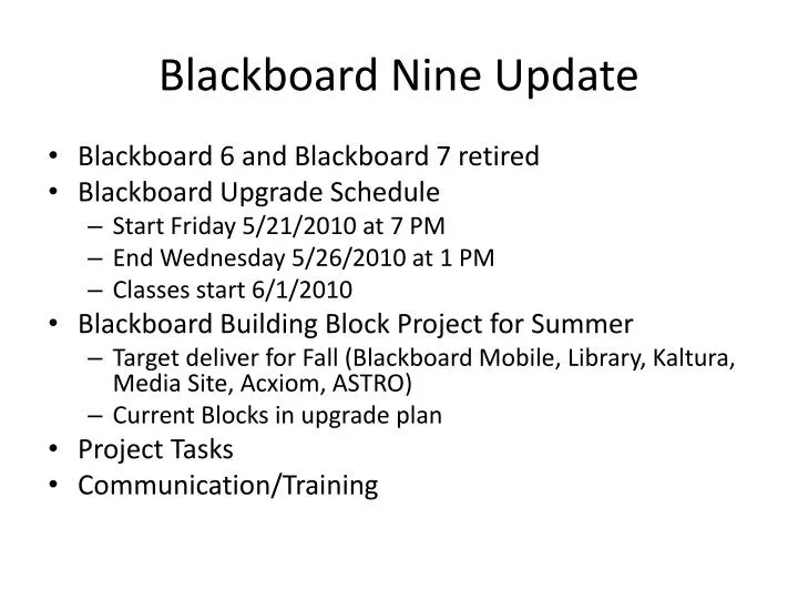 blackboard nine update