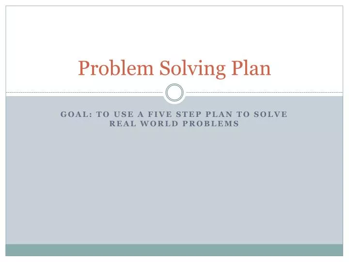 problem solving plan