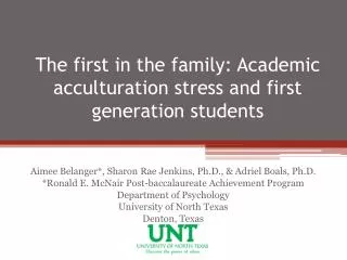 The first in the family: Academic acculturation stress and first generation students