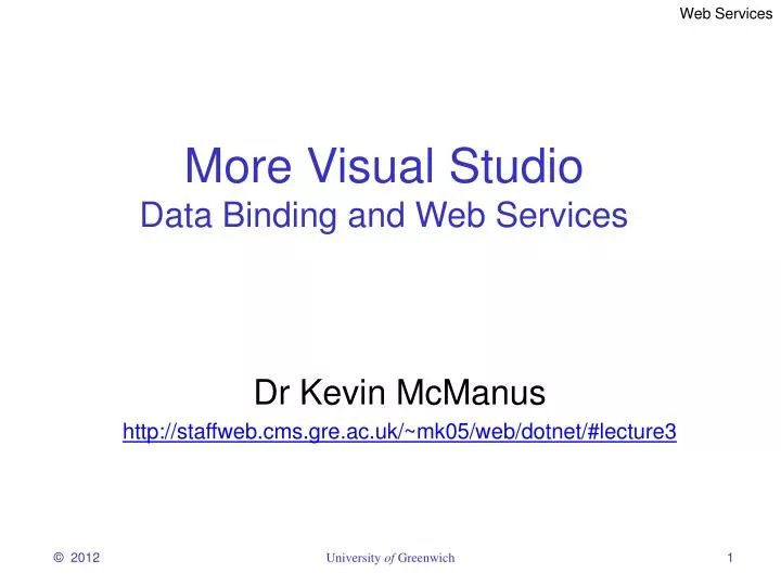 more visual studio data binding and web services