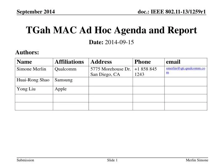 tgah mac ad hoc agenda and report