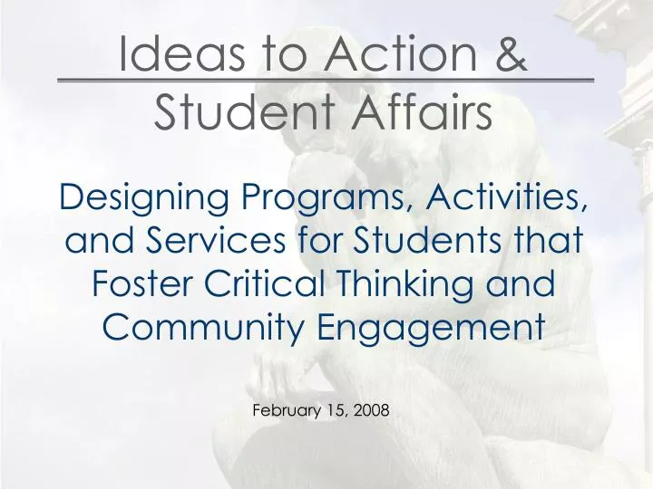 ideas to action student affairs