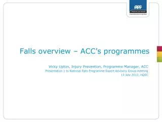 Falls overview – ACC’s programmes