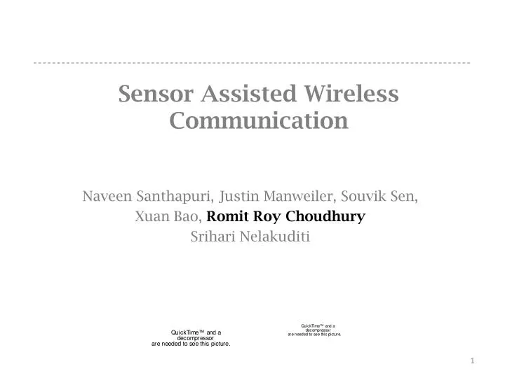 sensor assisted wireless communication