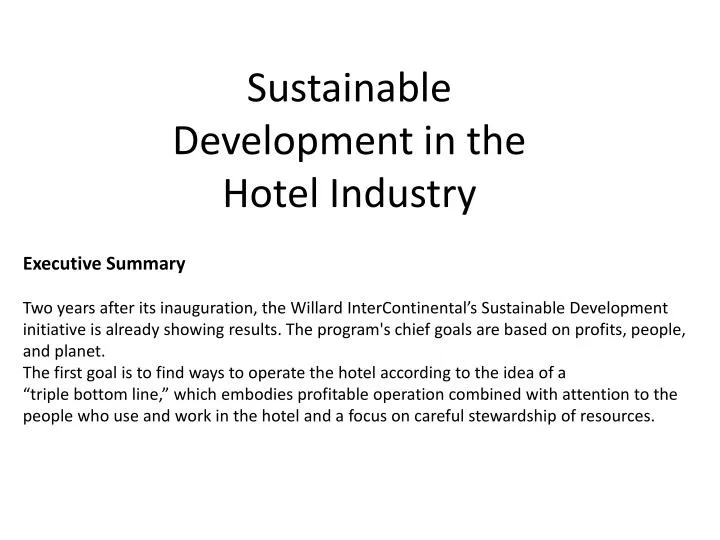 sustainable development in the hotel industry