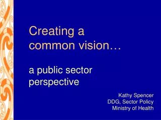 Creating a common vision… a public sector perspective