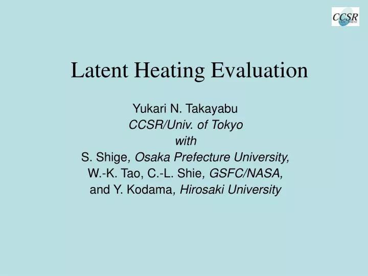 latent heating evaluation