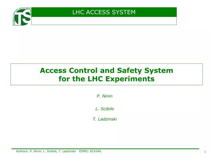 access control and safety system for the lhc experiments