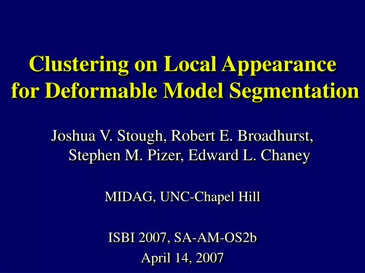 clustering on local appearance for deformable model segmentation