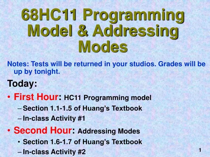 68hc11 programming model addressing modes