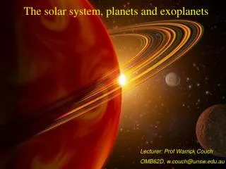 The solar system, planets and exoplanets