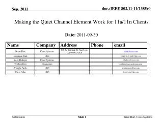 Making the Quiet Channel Element Work for 11a/11n Clients