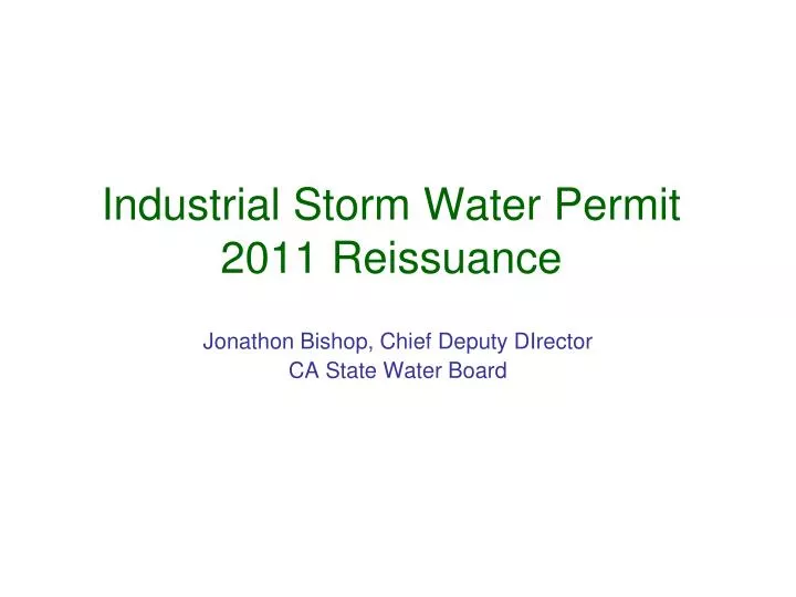 industrial storm water permit 2011 reissuance