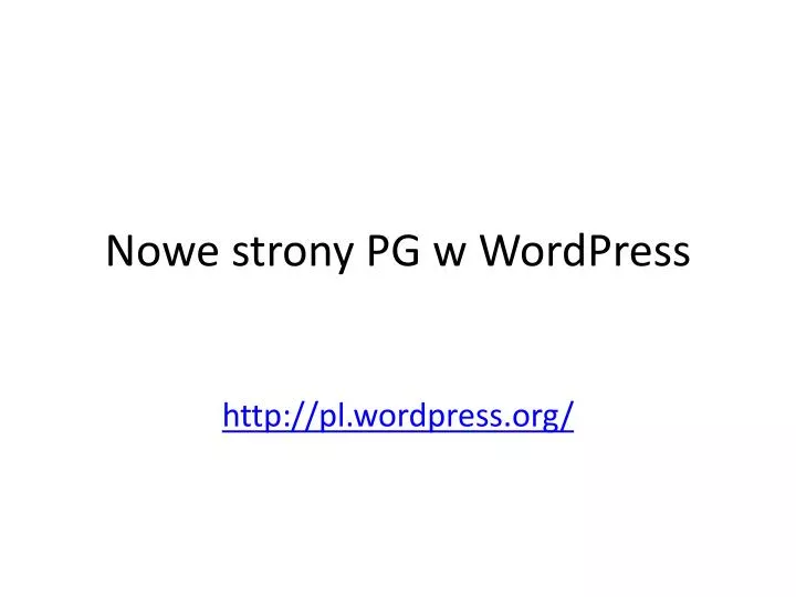 n owe strony pg w wordpress