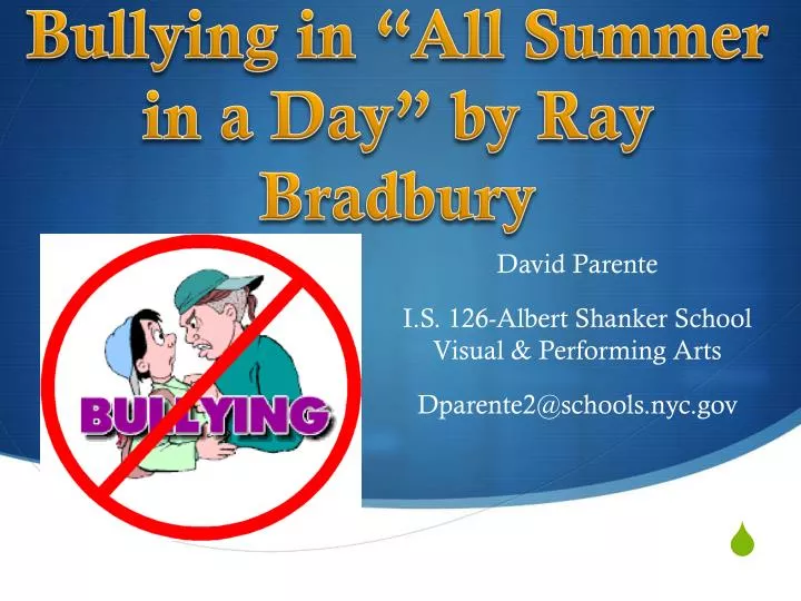 bullying in all summer in a day by ray bradbury