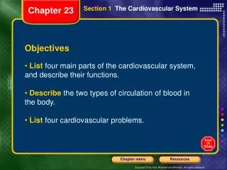 Section 1 The Cardiovascular System