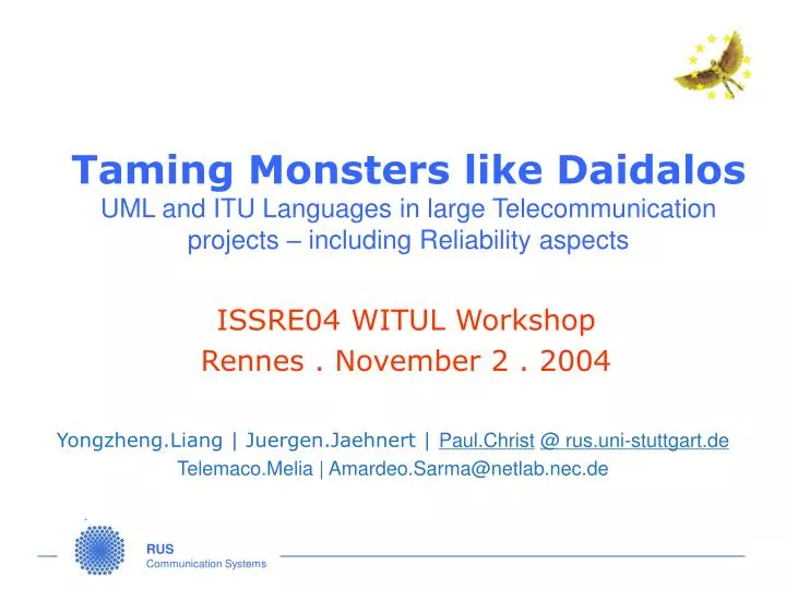 issre04 witul workshop rennes november 2 2004