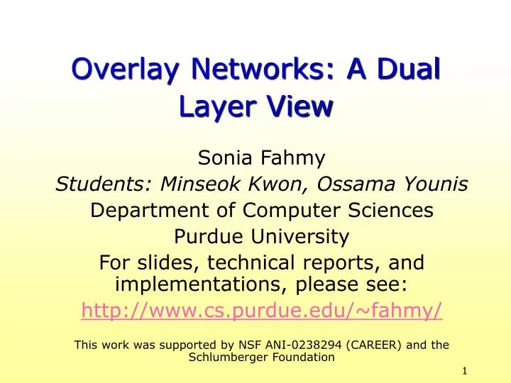 overlay networks a dual layer view