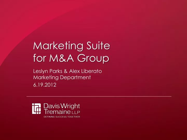 marketing suite for m a group