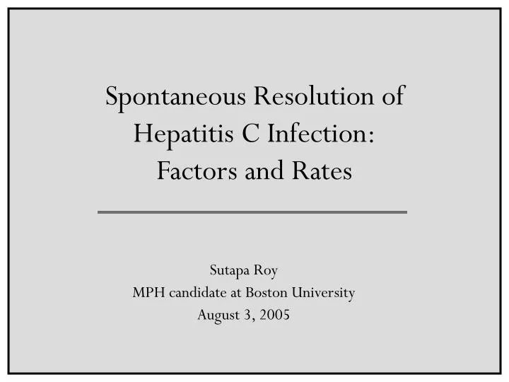 spontaneous resolution of hepatitis c infection factors and rates