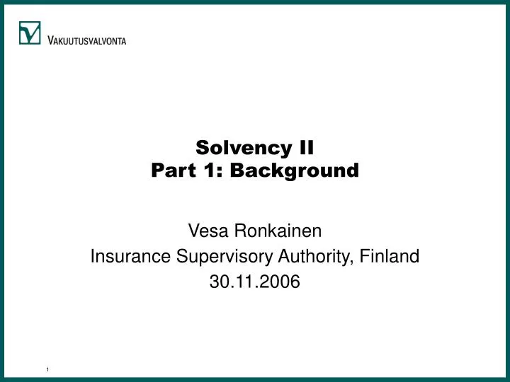 solvency ii part 1 background