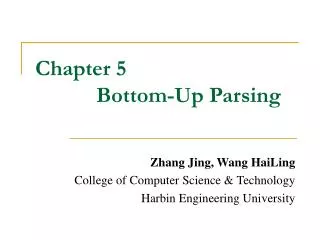 Chapter 5 Bottom-Up Parsing